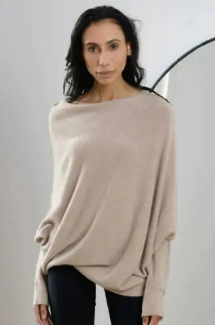 Off One Side Shoulder Knitted Sweater