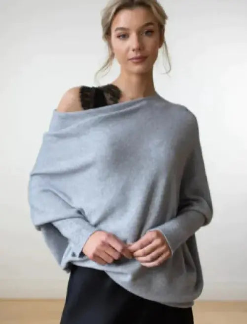 Off One Side Shoulder Knitted Sweater