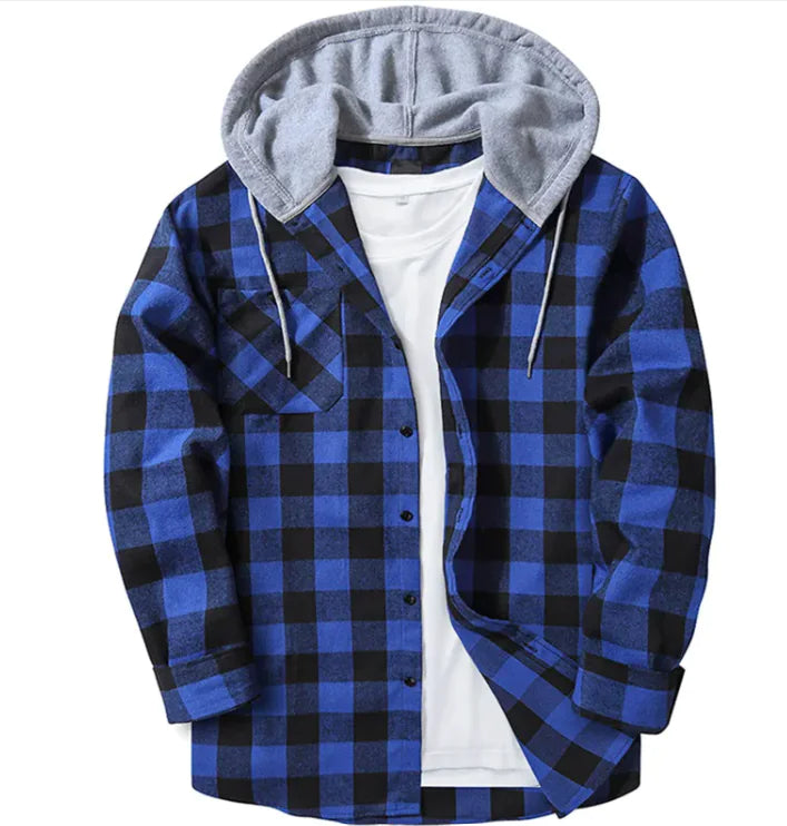 Plaid Hood Casual Shirt